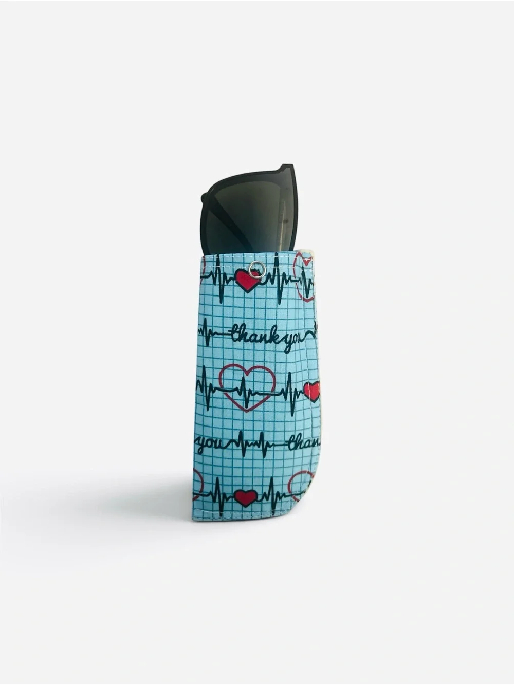 Blue Heartbeat Sunglasses Case